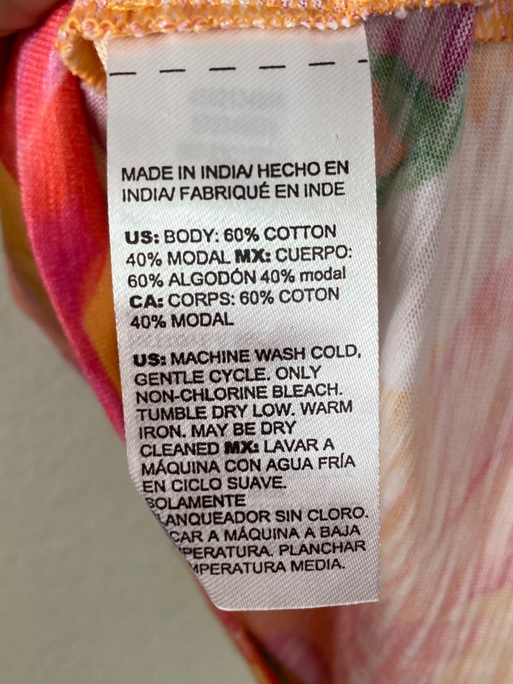 Chicos Colorful Floral Cotton Modal Top Size 3(XL) Ruching Summer Vacation - Picture 5 of 7